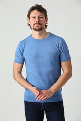 Çizgili Tek Renk Triko Tişört