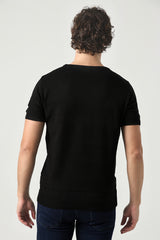 Çizgili Tek Renk Triko Tişört