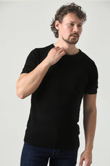 Çizgili Tek Renk Triko Tişört