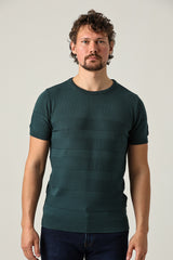 Çizgili Tek Renk Triko Tişört