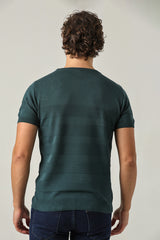 Çizgili Tek Renk Triko Tişört