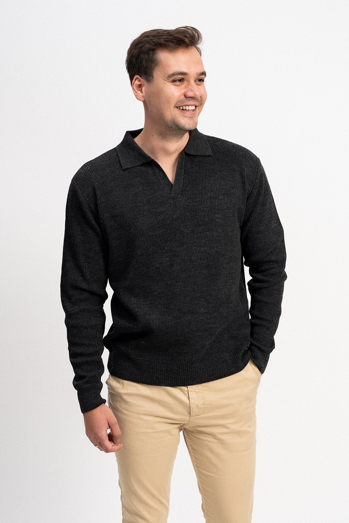 Polo Yaka Erkek Triko Kazak