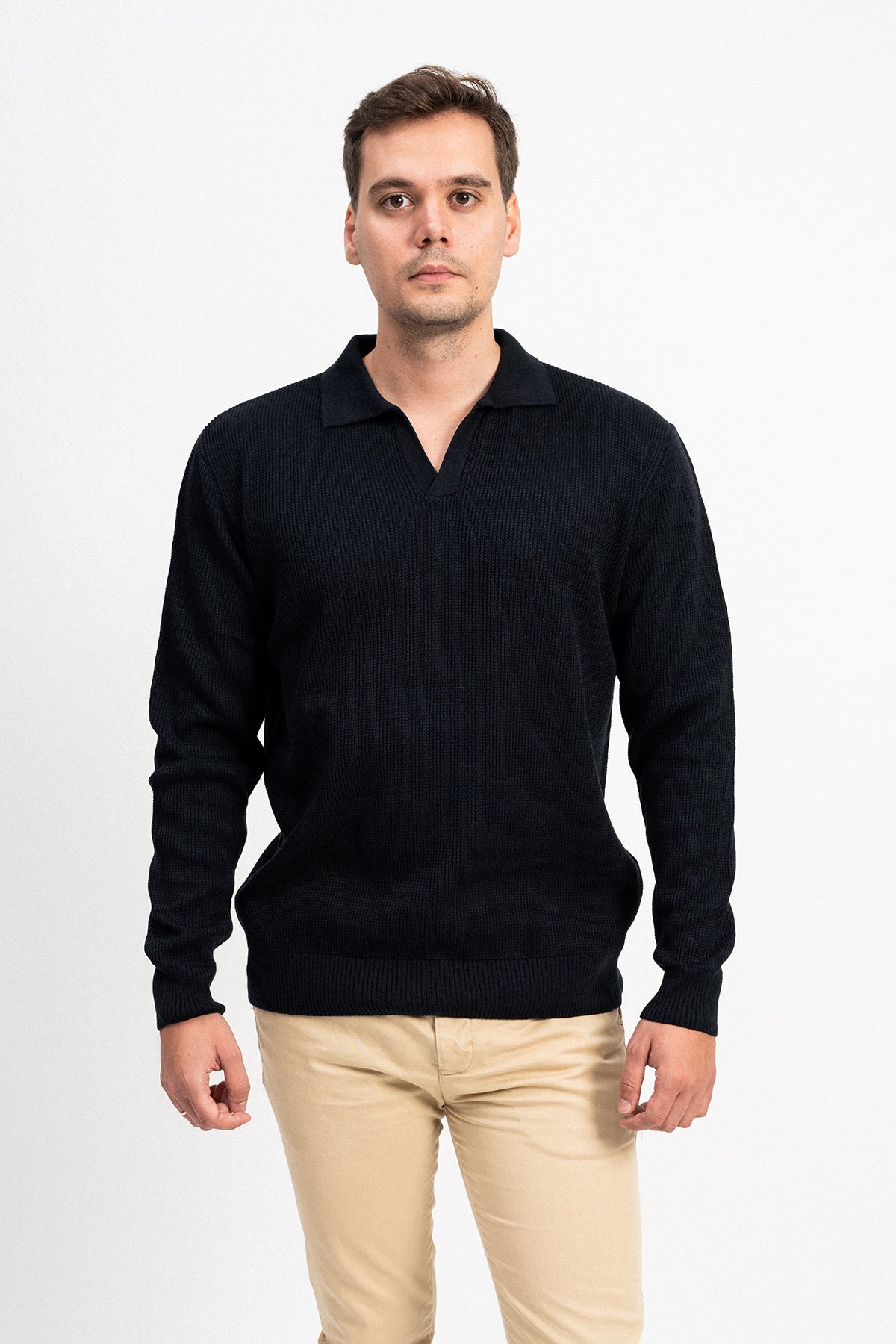 Polo Yaka Erkek Triko Kazak