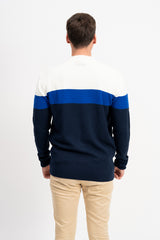 Renk Bloklu Fermuarlı Erkek Triko Hırka