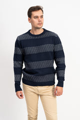 Bisiklet Yaka İki Renkli Erkek Triko Kazak