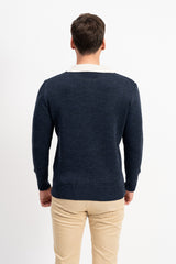 Polo Yaka İki Renkli Erkek Triko Kazak