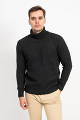 Dikine Örgü Detaylı Balıkçı Yaka Erkek Triko Kazak