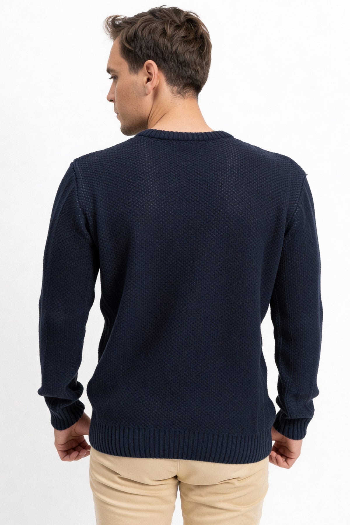 Bisiklet Yaka Araba Desenli Erkek Triko Kazak