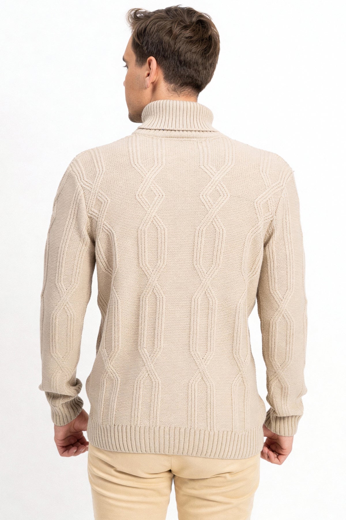 Balıkçı Yaka Tek Renk Erkek Triko Kazak