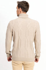 Balıkçı Yaka Tek Renk Erkek Triko Kazak